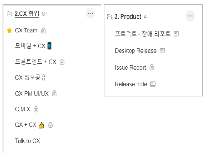 CX팀 토픽 리스트