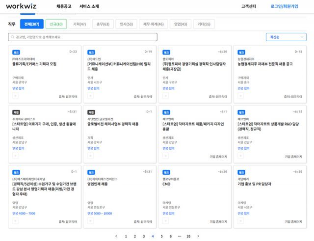 상상우리의 경력인재 온라인 일자리 플랫폼, 워크위즈. 중장년 채용 의사가 확인된 일자리 정보만 선정해서 올리기 때문에 재취업률이 높다. 출처=워크위즈