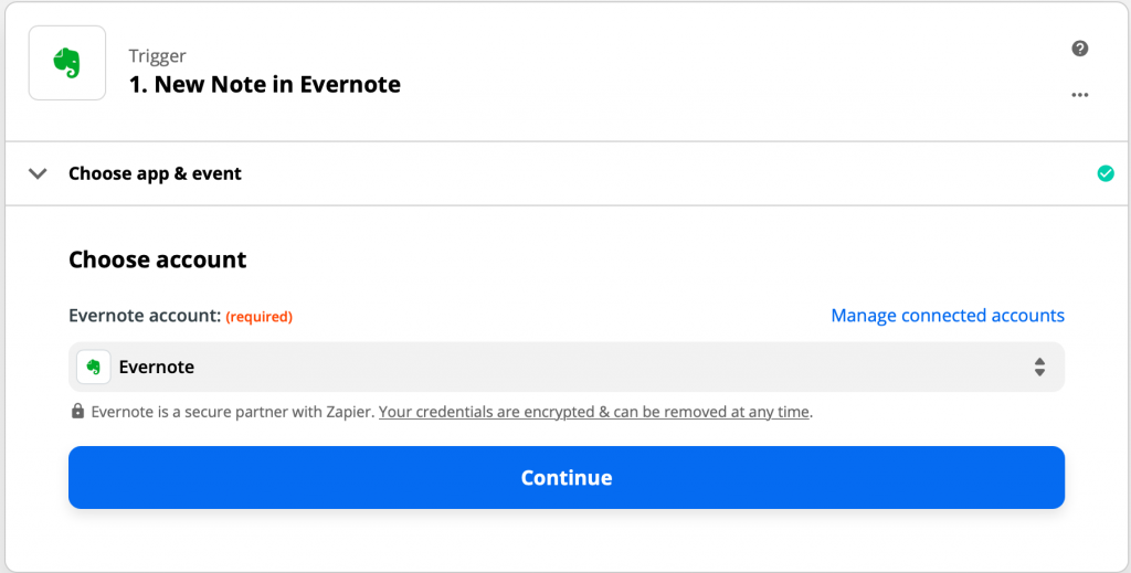 Choose Account (Evernote)